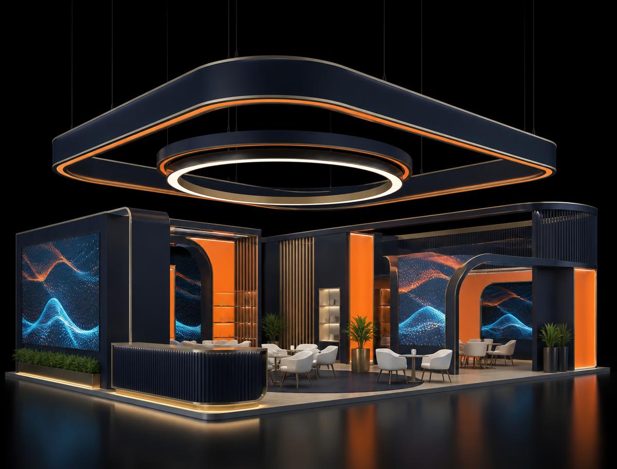 Illustrated premium ATIGS island exhibition pavilion