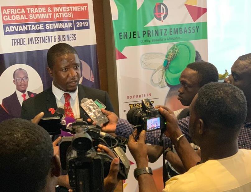 Mr. Bako Ambianda speaking to the press in Accra
