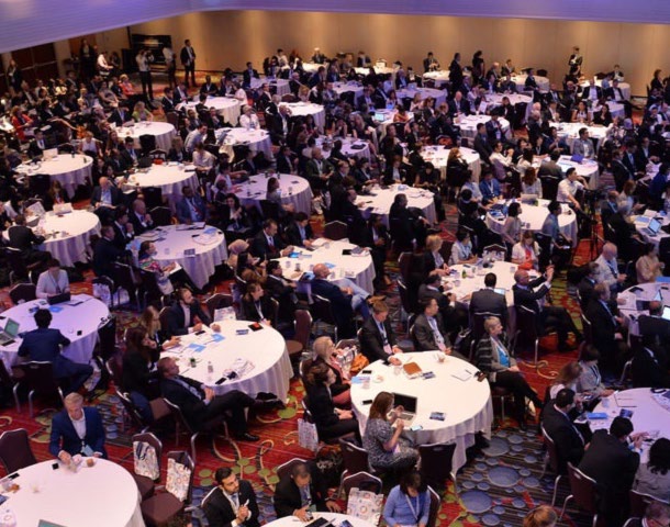 Gala ballroom with delegates dining