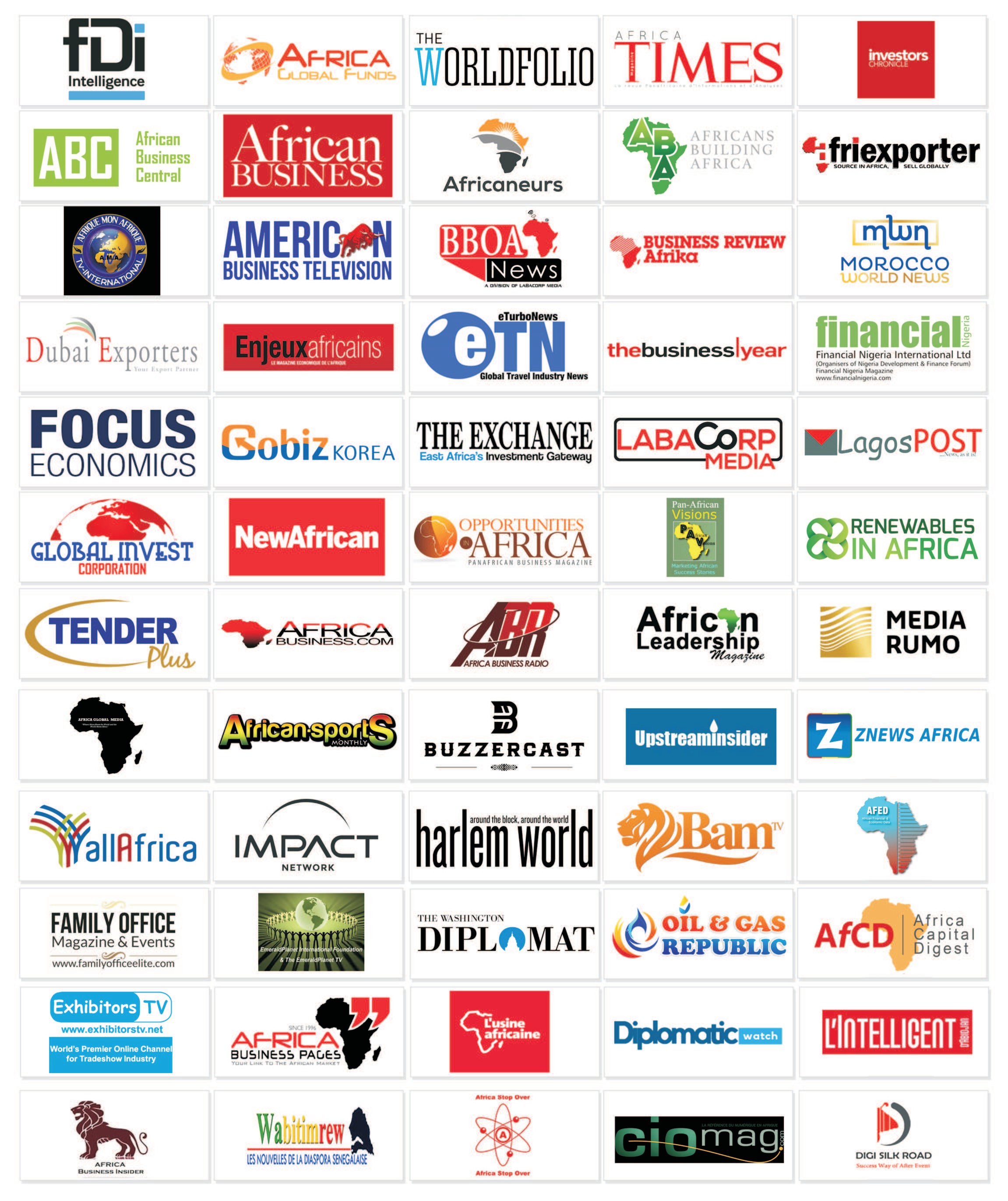Grid of ATIGS media partner logos